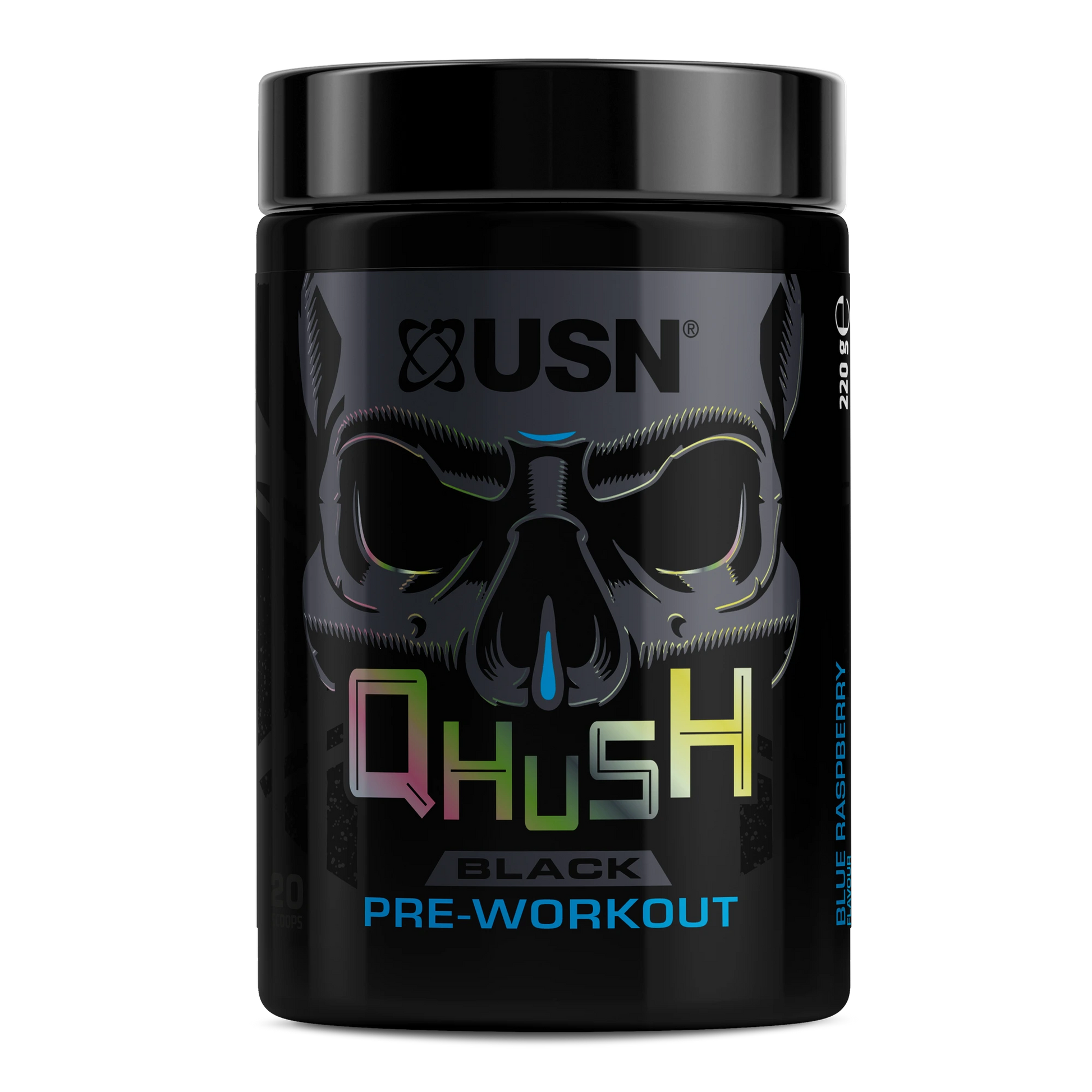 Qhush Black Preworkout Blue Raspberry